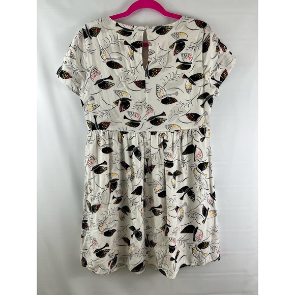 Women's OLD NAVY Dress Babydoll A-Line White Birds Short Sleeve Lined M Medium - Picture 2 of 6